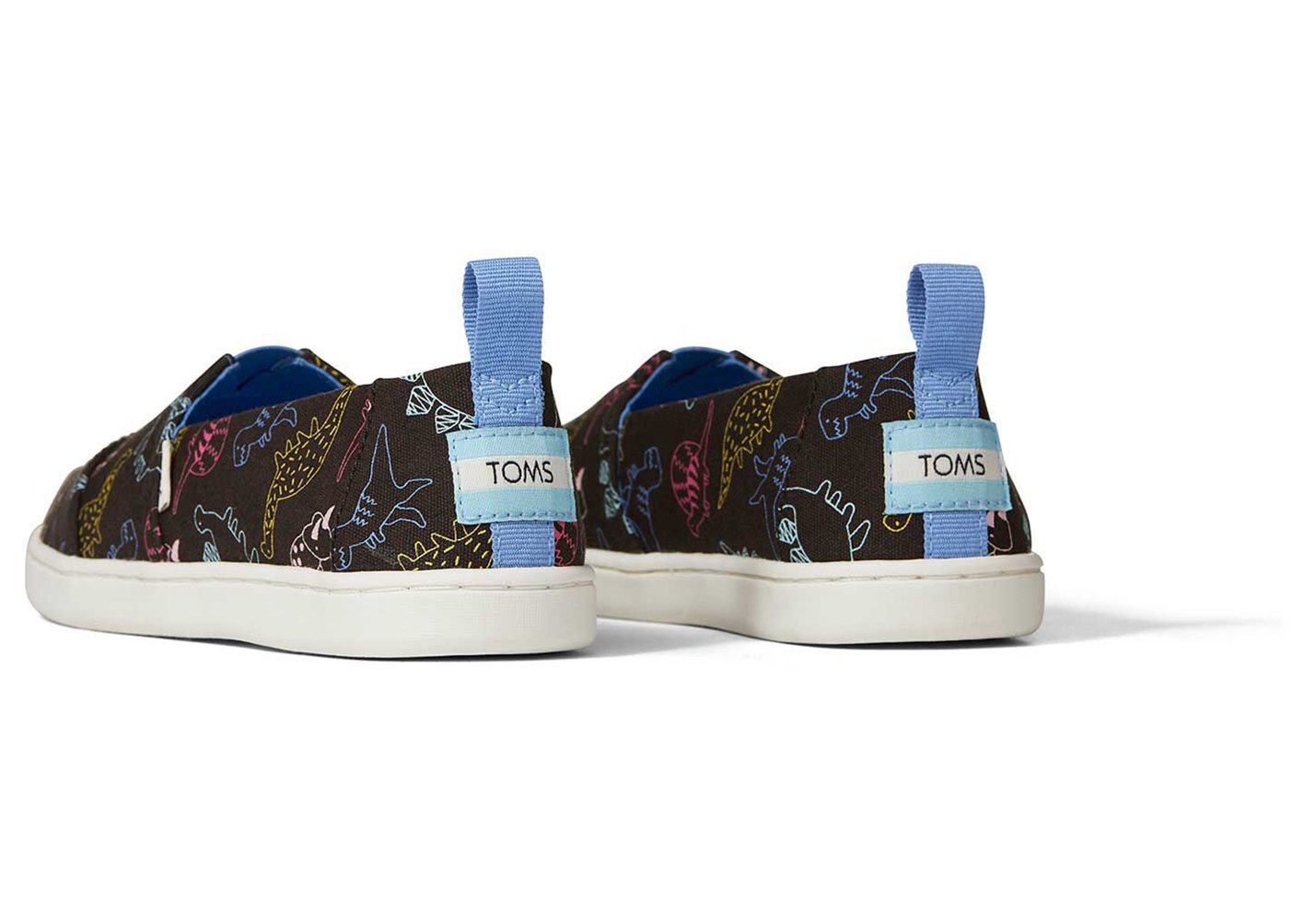 Toms Espadryle Dziecięce Czarne - Alpargata Youth Dinosour Doodles - 29YOKVTNA